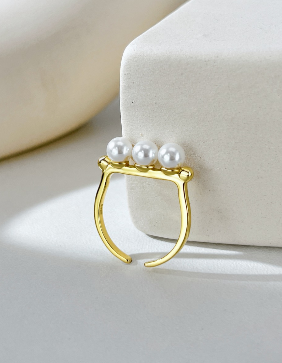 Harmony Trio Pearl Adjustable Ring