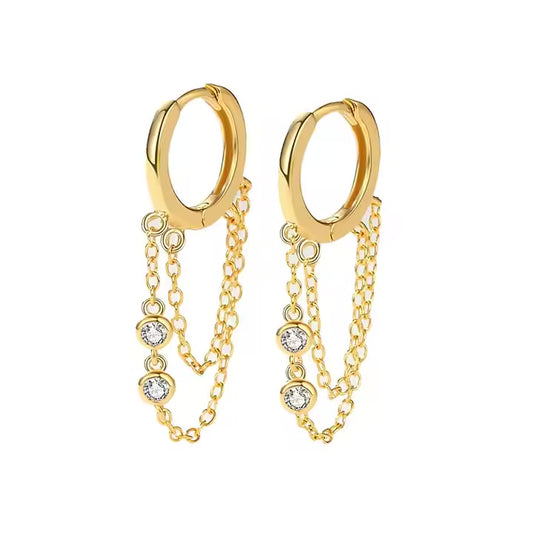 Cascading Sparkle Chain Hoops